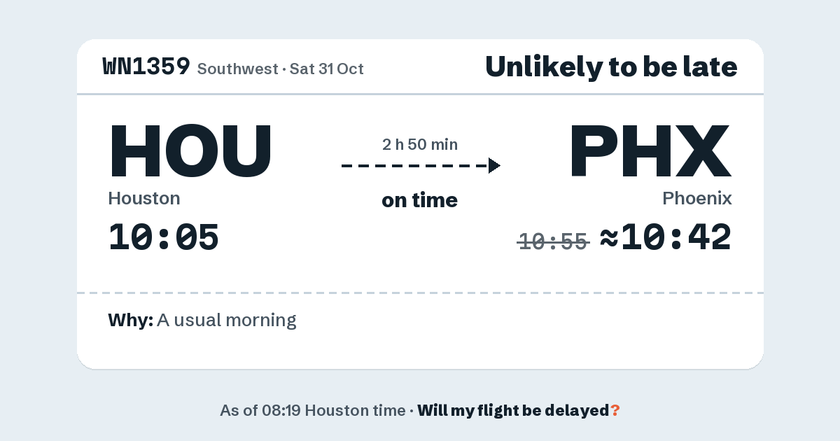 Link preview: WN1359 lands about 10:42