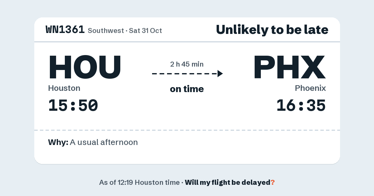 Link preview: WN1361 lands about 16:34