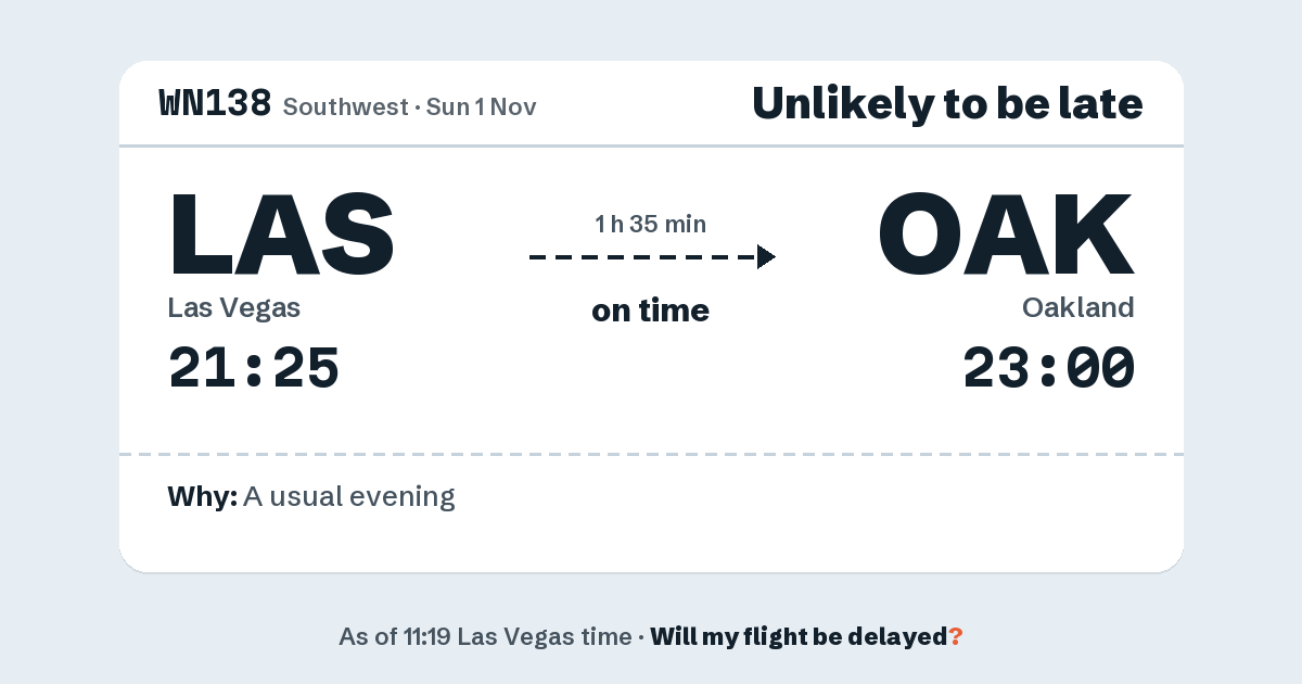 Link preview: WN138 lands about 22:58
