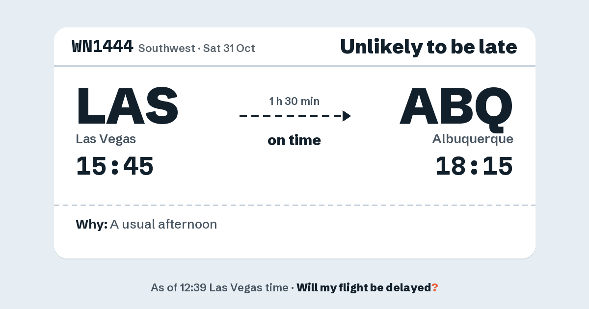 Link preview: WN1444 lands about 18:15