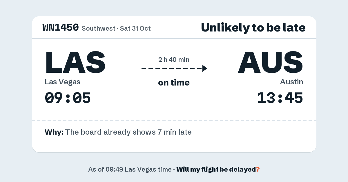 Link preview: WN1450 lands about 13:42