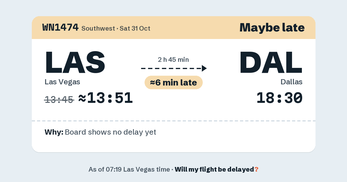 Link preview: WN1474 lands about 18:31