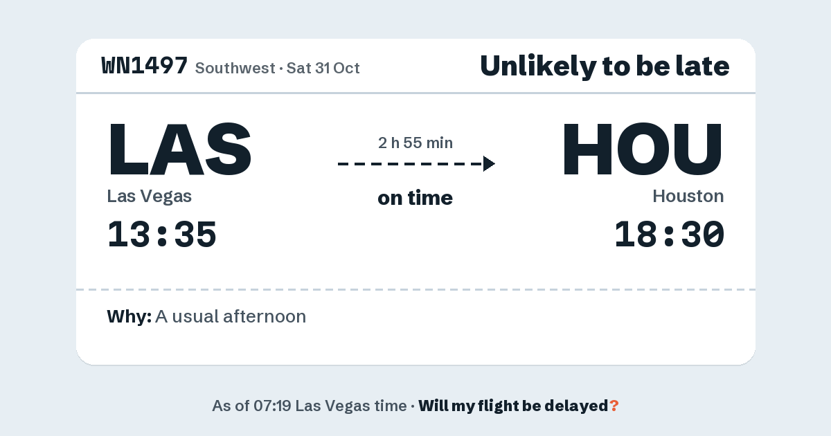 Link preview: WN1497 lands about 18:29
