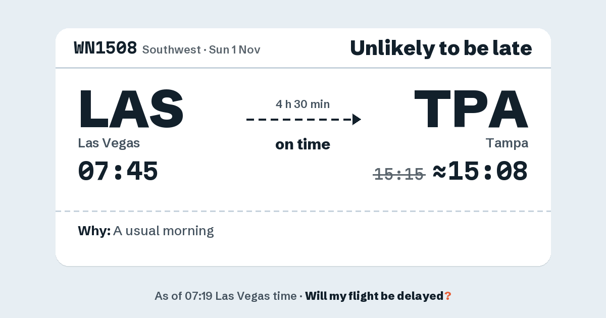 Link preview: WN1508 lands about 15:08