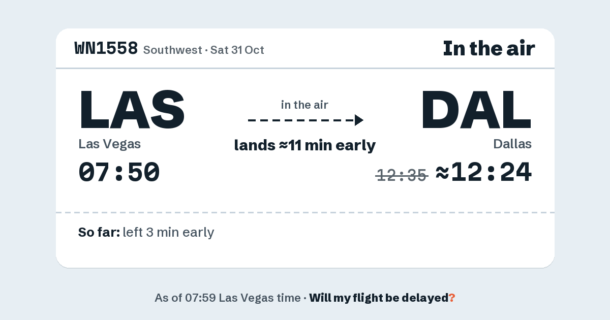Link preview: WN1558 lands about 12:24