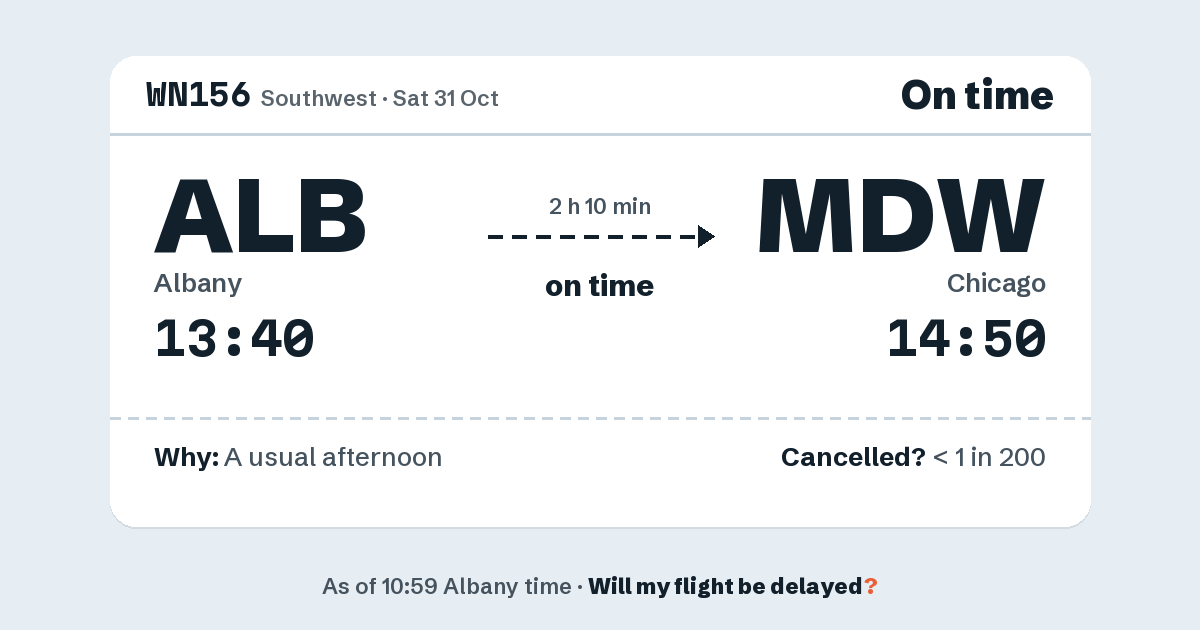 Link preview: WN156 lands about 14:47