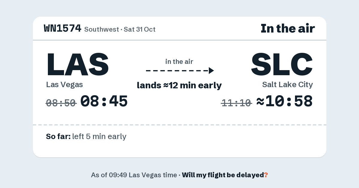 Link preview: WN1574 lands about 10:58