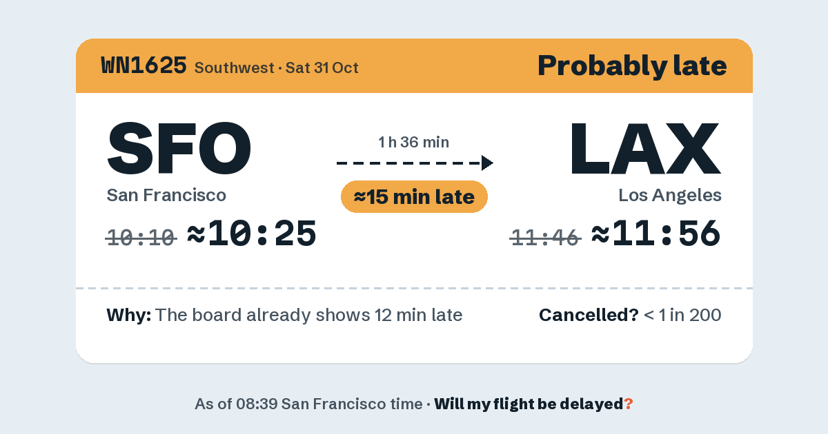 Link preview: WN1625 lands about 11:57