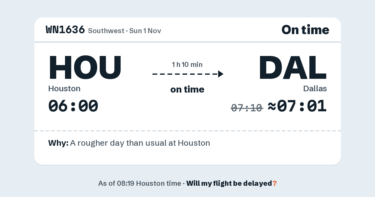 Link preview: WN1636 lands about 07:01