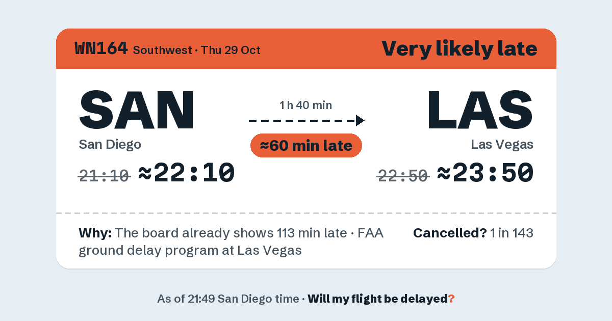 Link preview: WN164 lands about 23:52