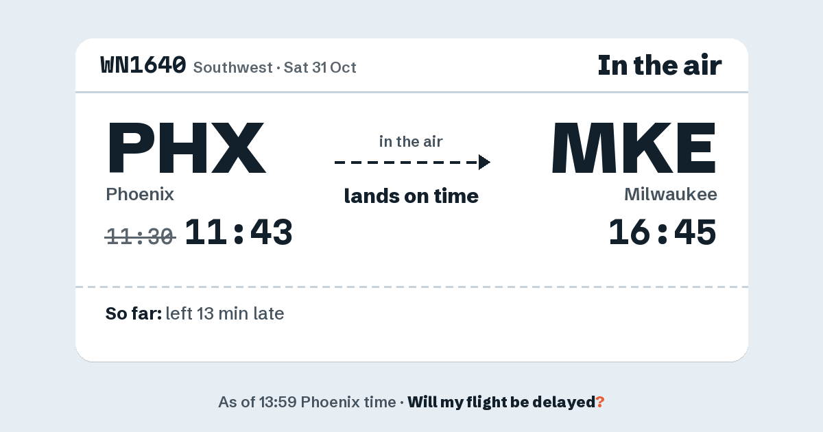 Link preview: WN1640 lands about 16:47