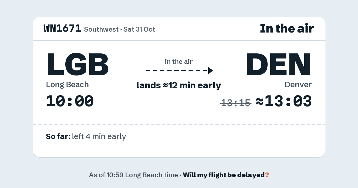 Link preview: WN1671 lands about 13:03