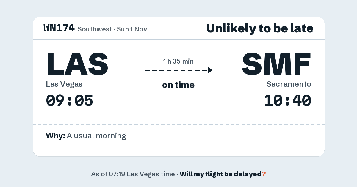 Link preview: WN174 lands about 10:38