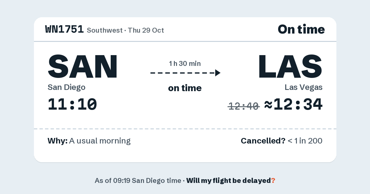 Link preview: WN1751 lands about 12:34
