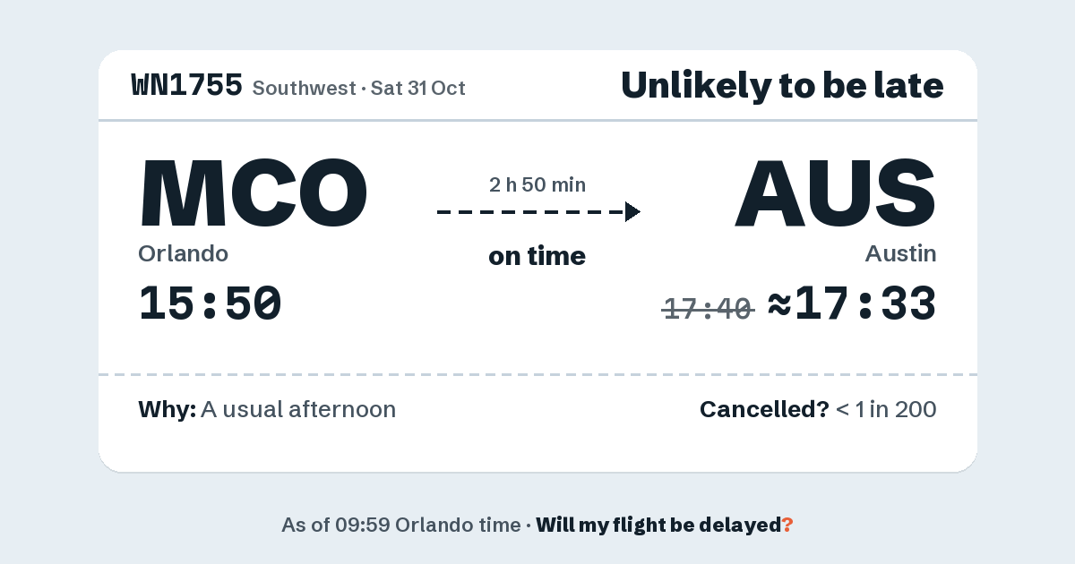 Link preview: WN1755 lands about 17:33