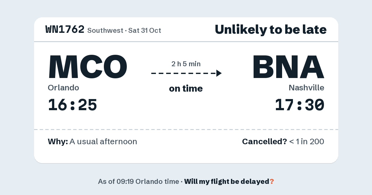 Link preview: WN1762 lands about 17:28