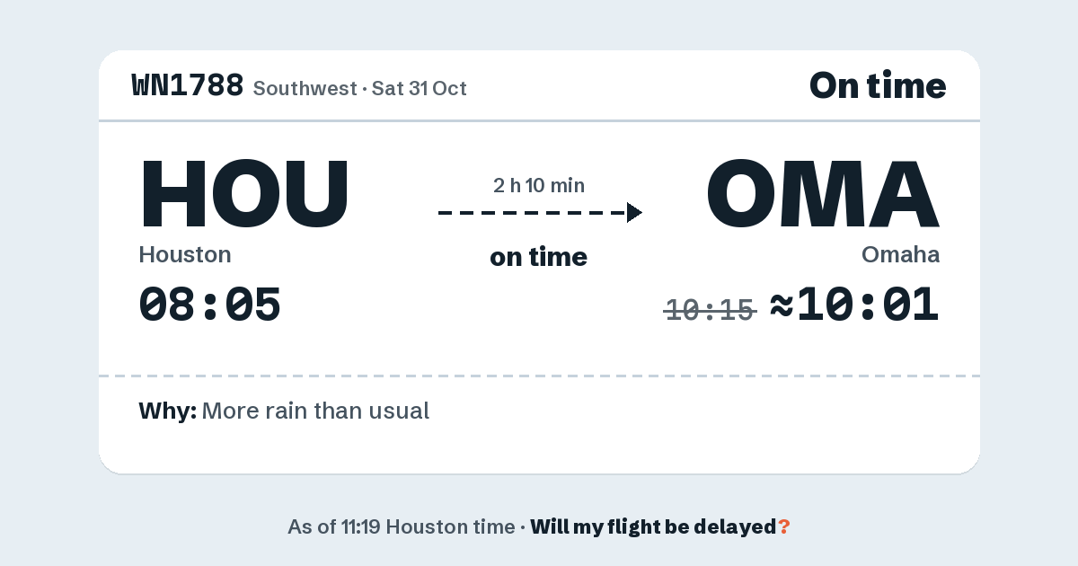 Link preview: WN1788 lands about 10:01