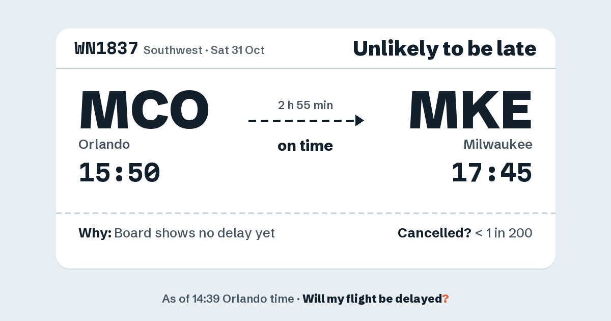 Link preview: WN1837 lands about 17:46