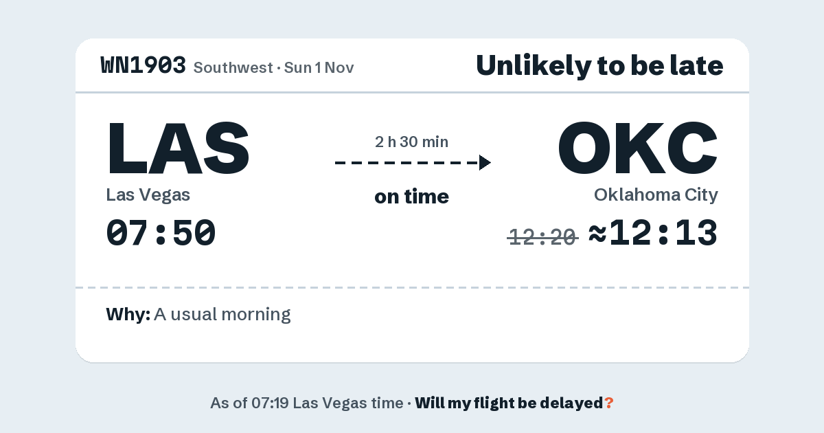 Link preview: WN1903 lands about 12:13