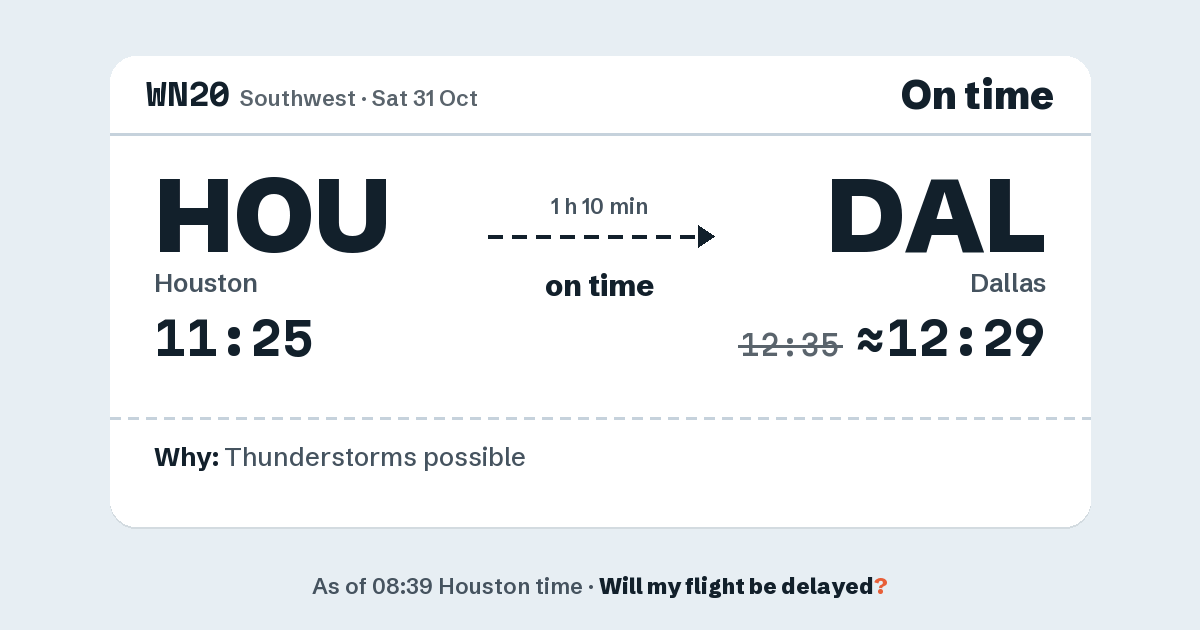 Link preview: WN20 lands about 12:29