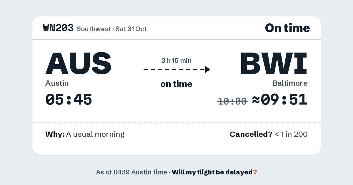 Link preview: WN203 lands about 09:51
