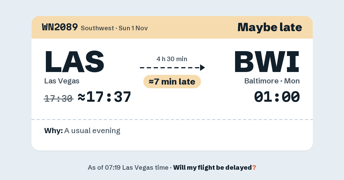 Link preview: WN2089 lands about 00:57