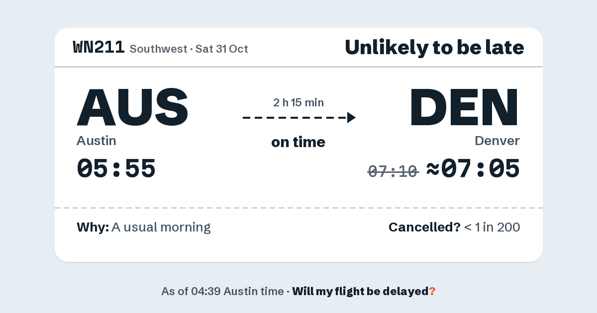 Link preview: WN211 lands about 07:05