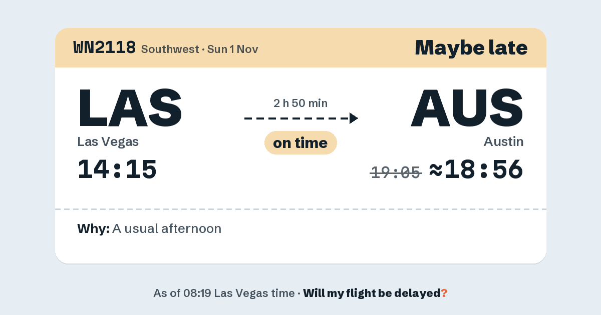 Link preview: WN2118 lands about 18:56