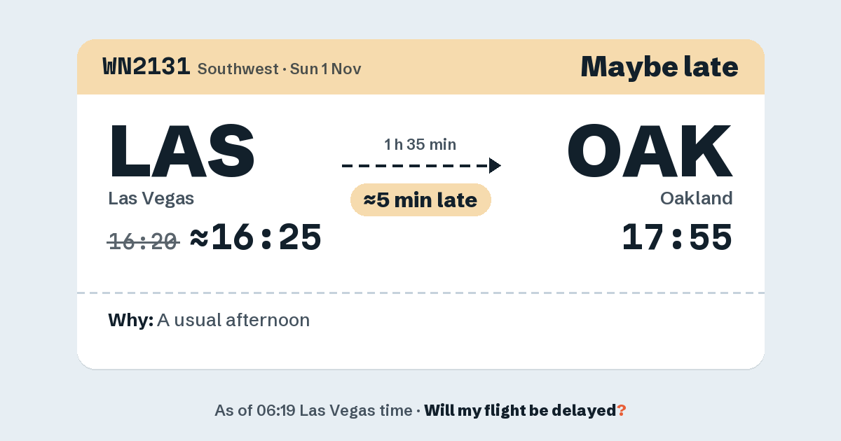 Link preview: WN2131 lands about 17:58