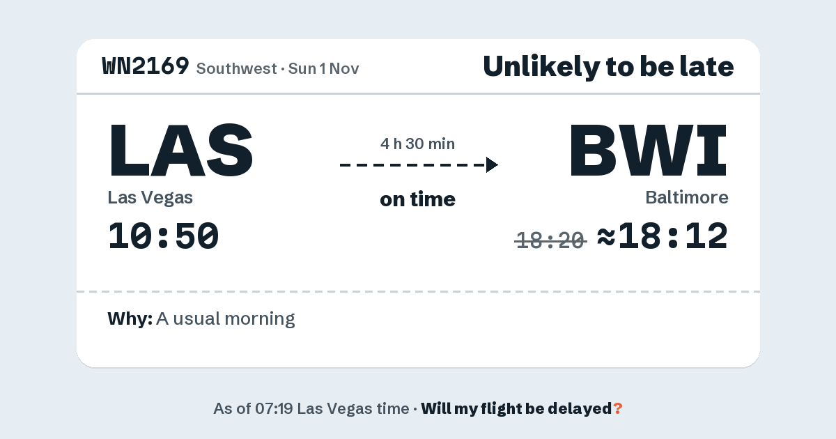 Link preview: WN2169 lands about 18:12