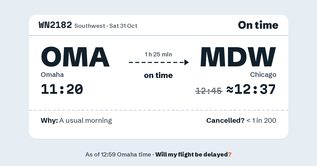 Link preview: WN2182 lands about 12:37