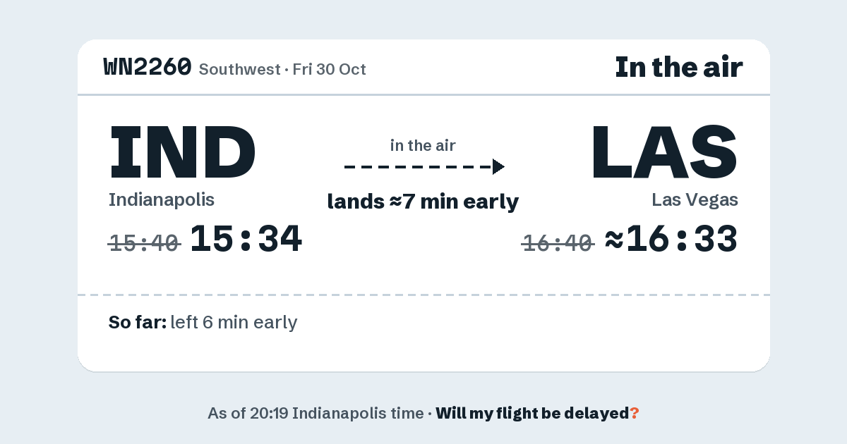 Link preview: WN2260 lands about 16:33