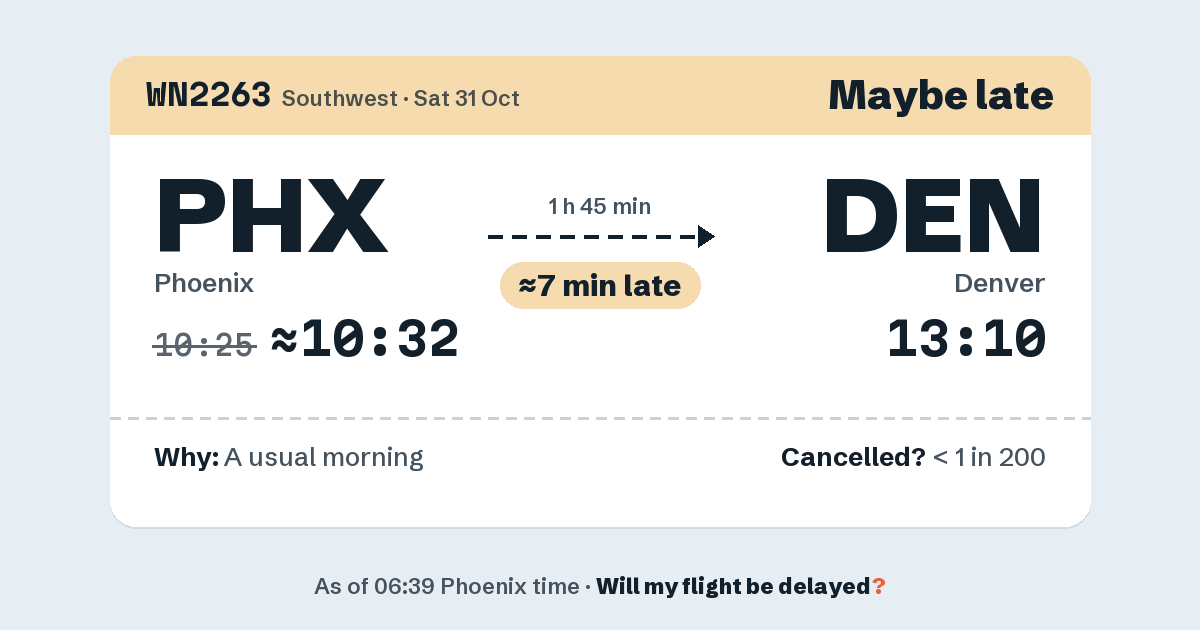 Link preview: WN2263 lands about 13:12