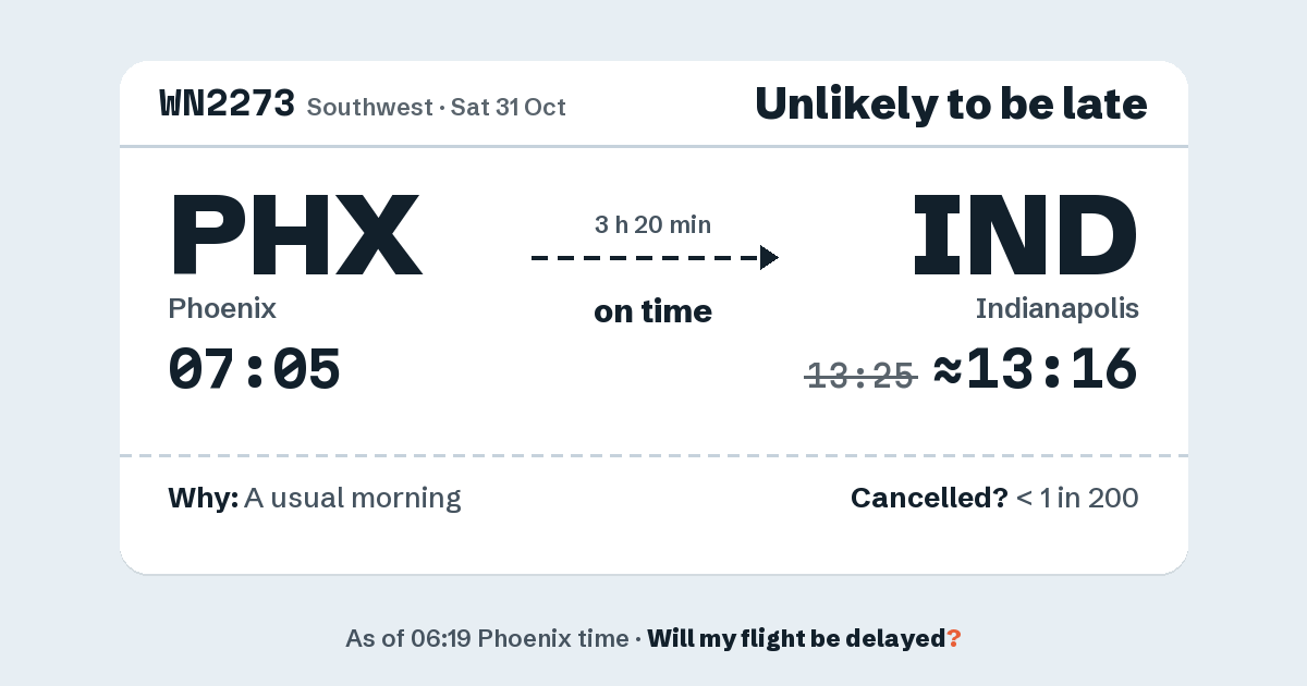 Link preview: WN2273 lands about 13:16