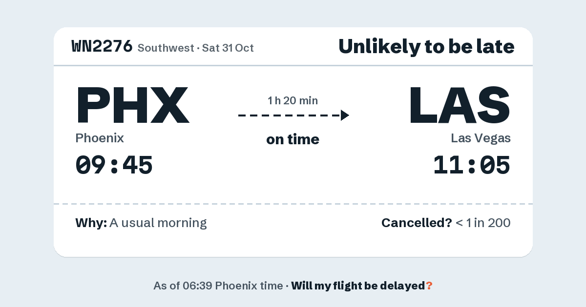 Link preview: WN2276 lands about 11:05