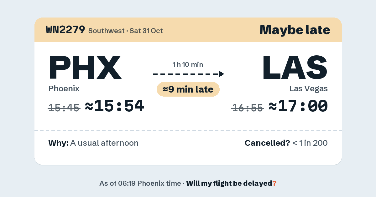Link preview: WN2279 lands about 17:00