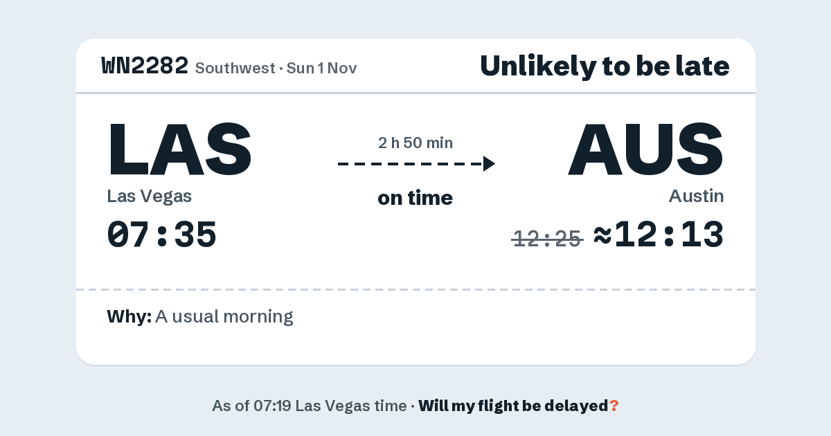 Link preview: WN2282 lands about 12:13