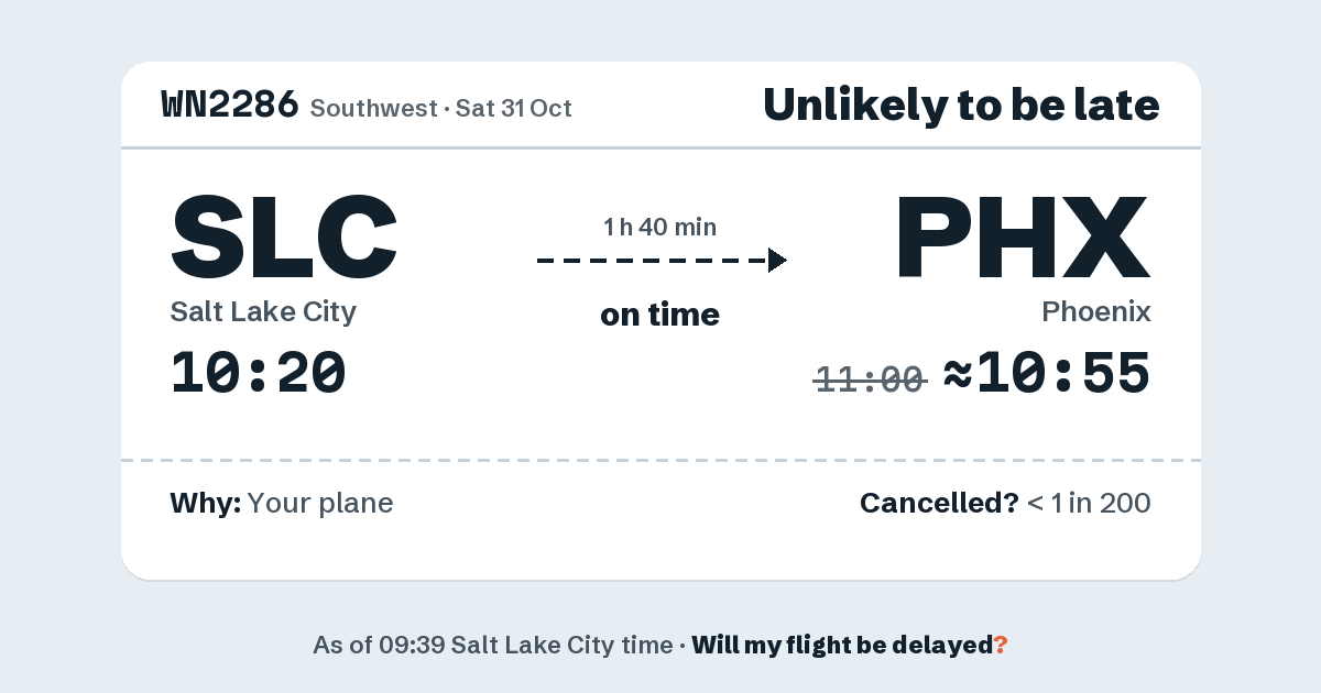 Link preview: WN2286 lands about 10:55