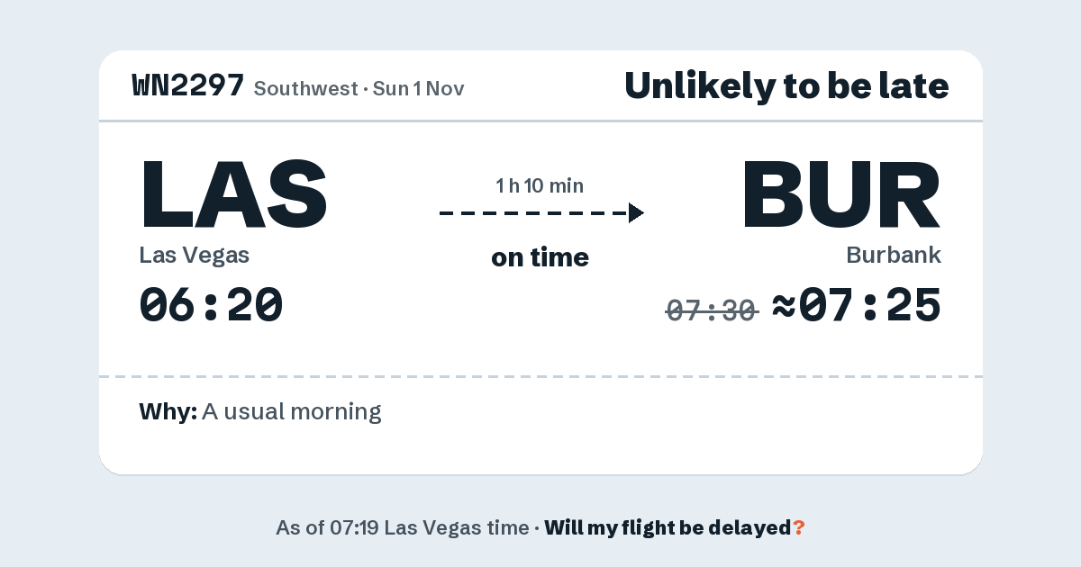 Link preview: WN2297 lands about 07:25