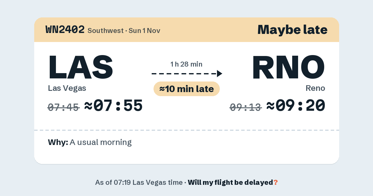 Link preview: WN2402 lands about 09:20