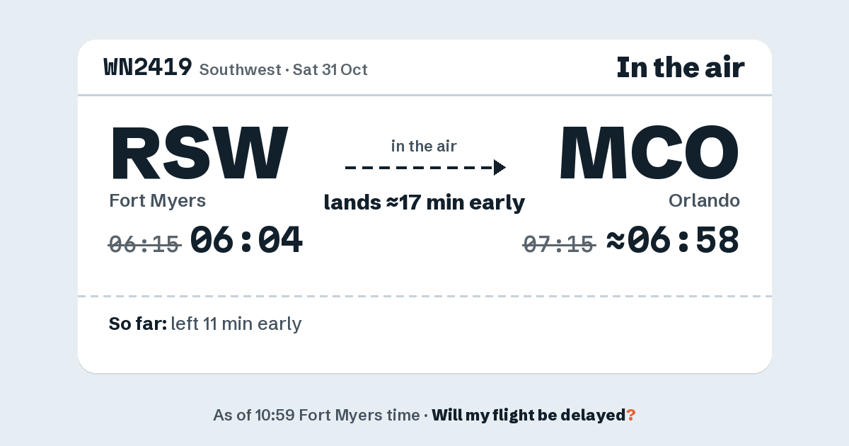 Link preview: WN2419 lands about 06:58