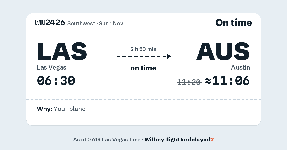 Link preview: WN2426 lands about 11:06