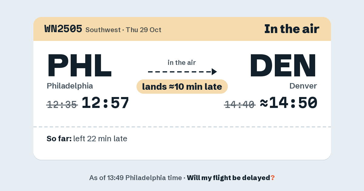 Link preview: WN2505 lands about 14:52