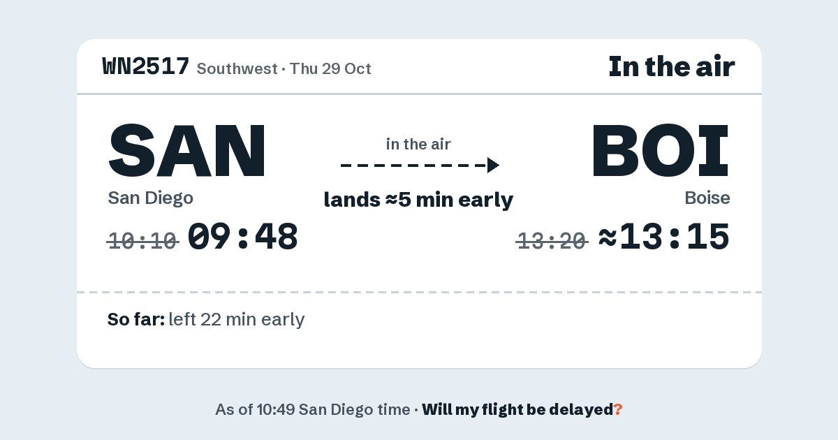 Link preview: WN2517 lands about 13:15