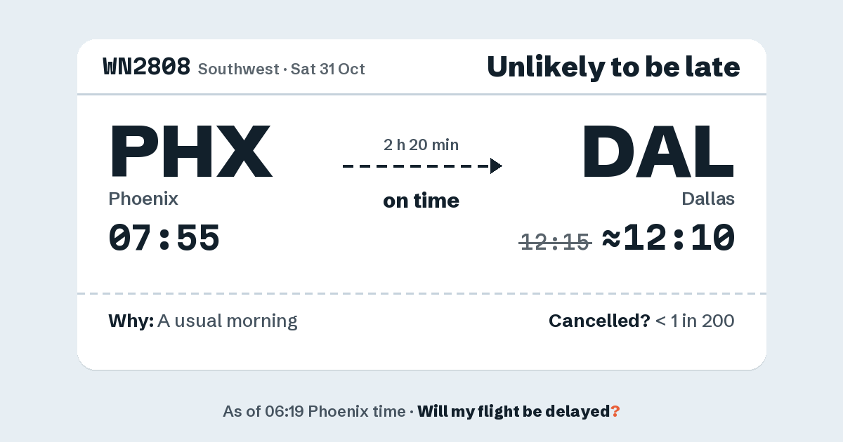 Link preview: WN2808 lands about 12:10