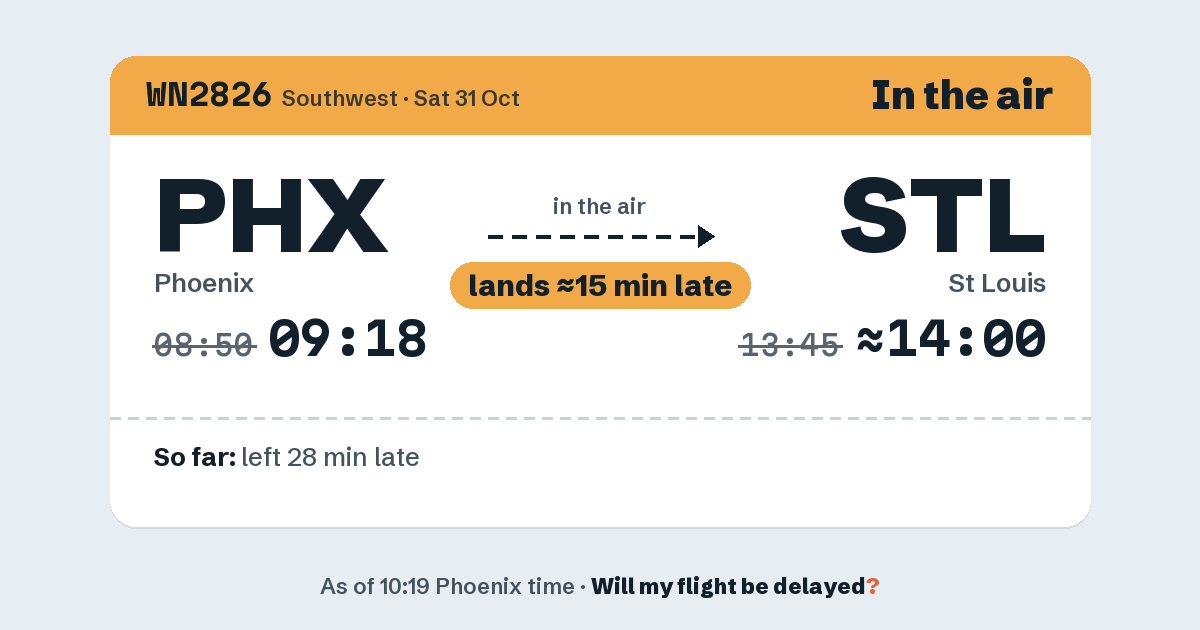 Link preview: WN2826 lands about 14:00