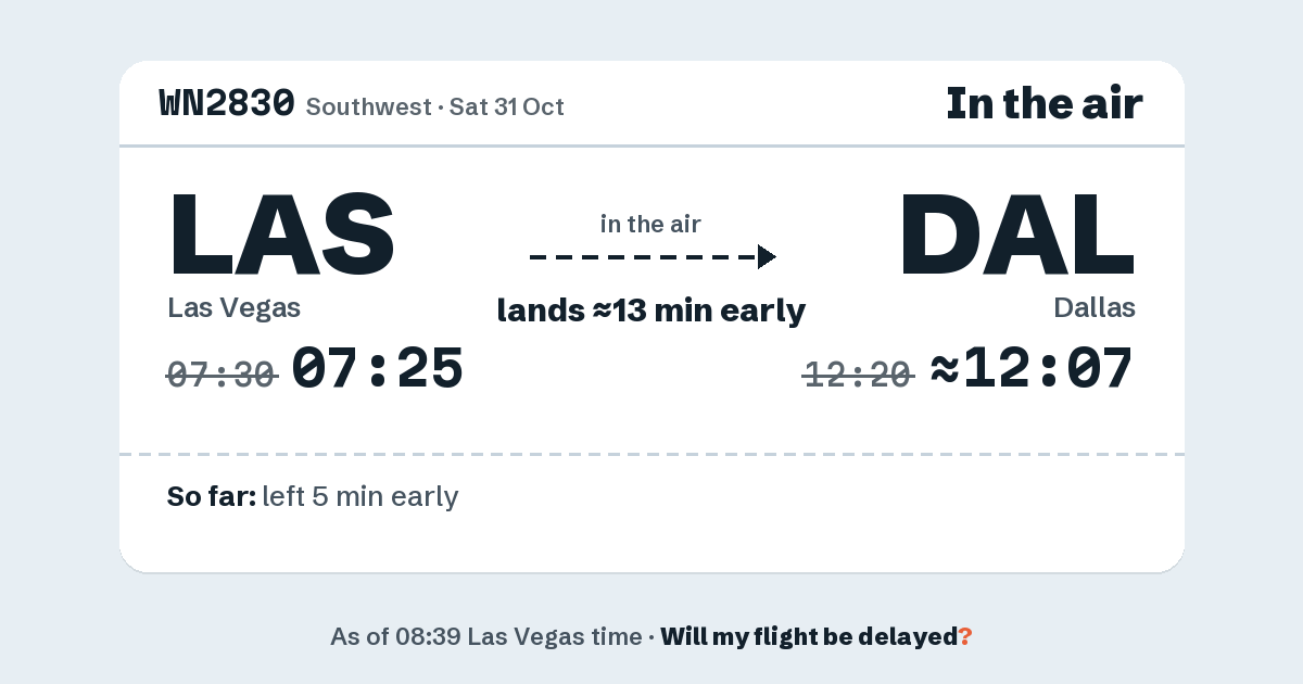 Link preview: WN2830 lands about 12:07