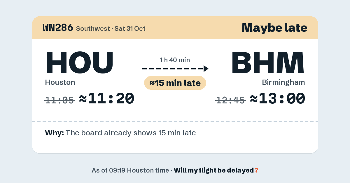 Link preview: WN286 lands about 12:58