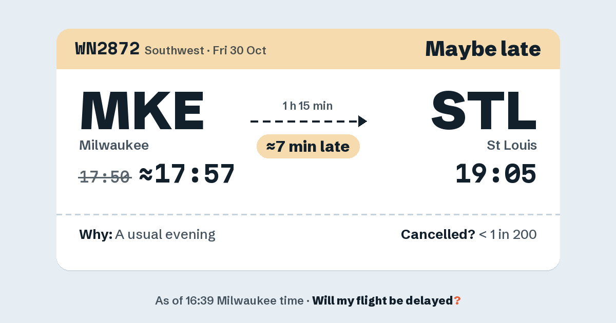 Link preview: WN2872 lands about 19:06
