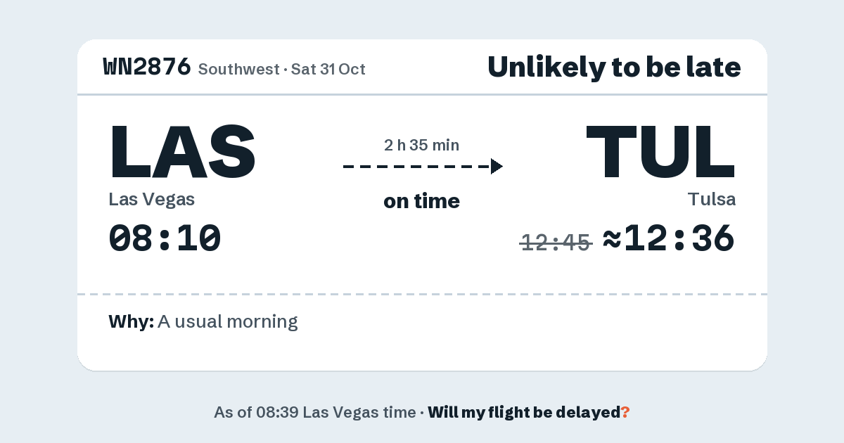 Link preview: WN2876 lands about 12:36